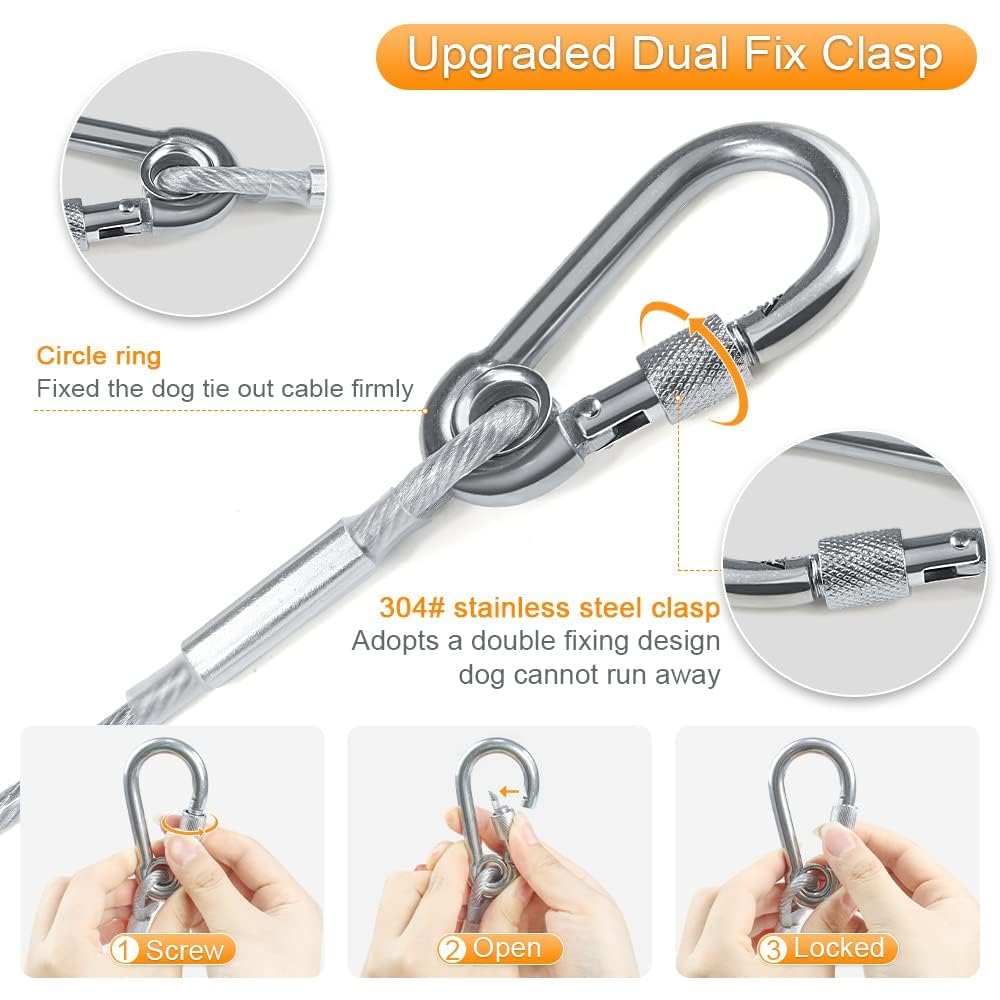 Stainless Steel Clothesline with Carabiner Hooks (5 Mtr)