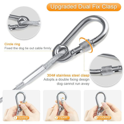 Stainless Steel Clothesline with Carabiner Hooks (5 Mtr)